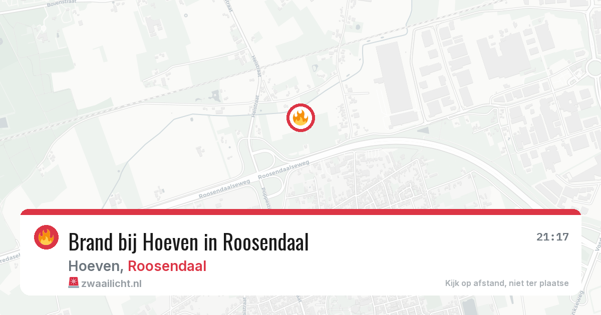 Brand bij Hoeven in Roosendaal — 21 jun 2026