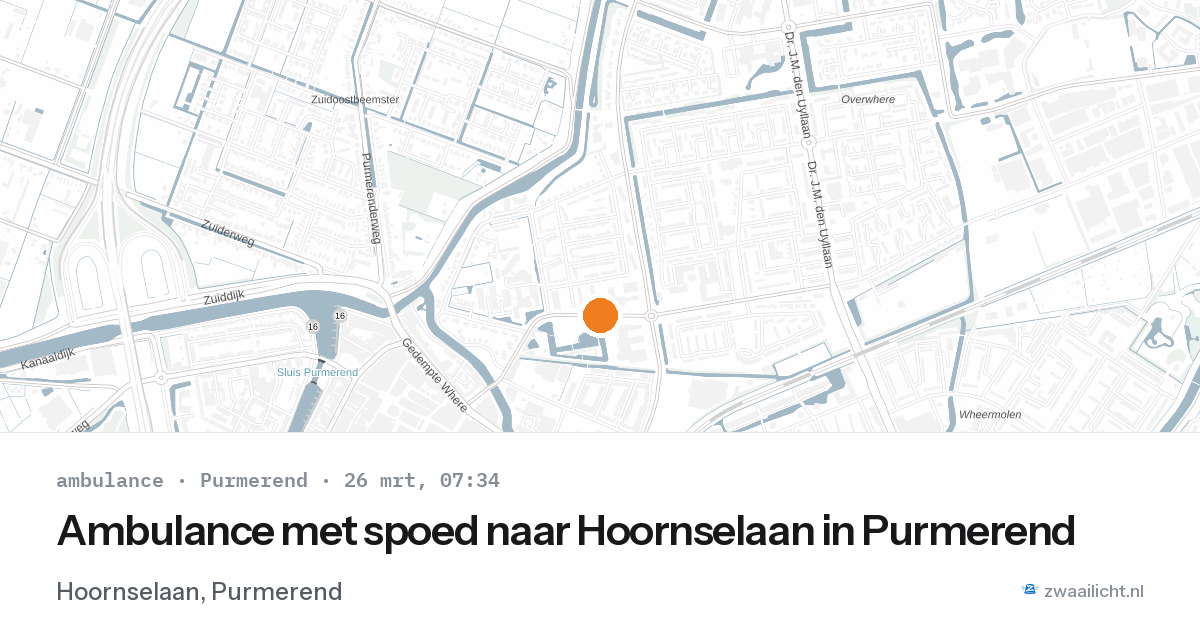 Ambulance met spoed naar Hoornselaan in Purmerend — 26 mrt 2026