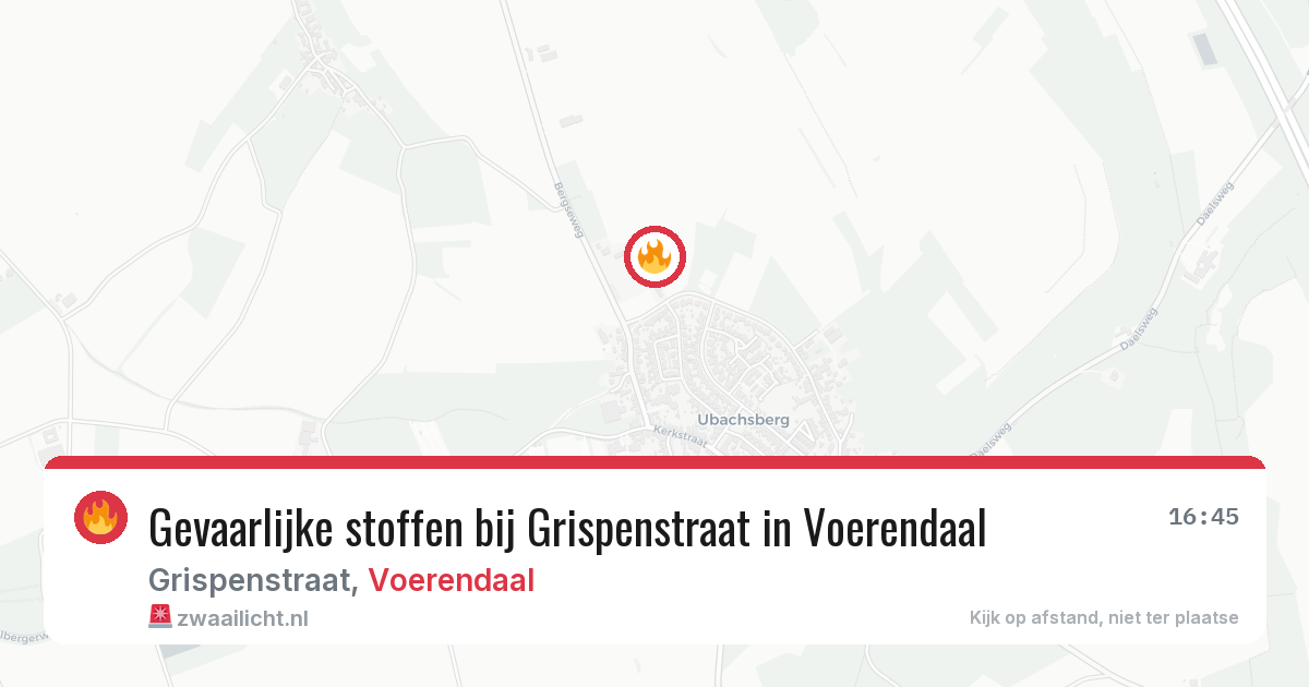 Gevaarlijke stoffen bij Grispenstraat in Voerendaal — 29 jun 2026