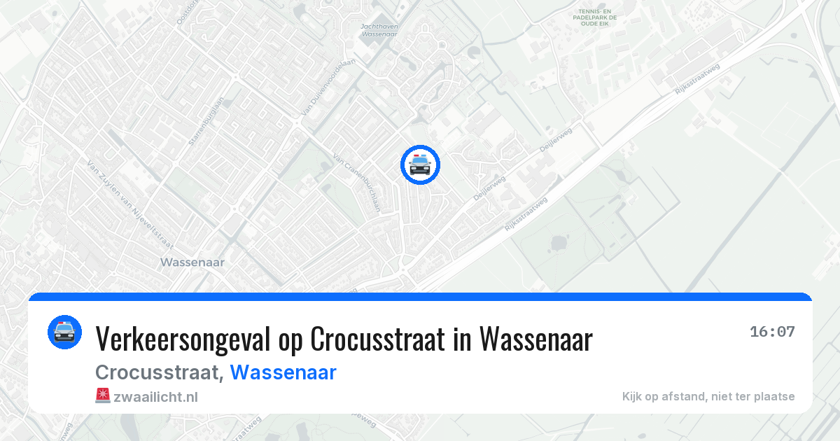 Verkeersongeval op Crocusstraat in Wassenaar — 6 jul 2026