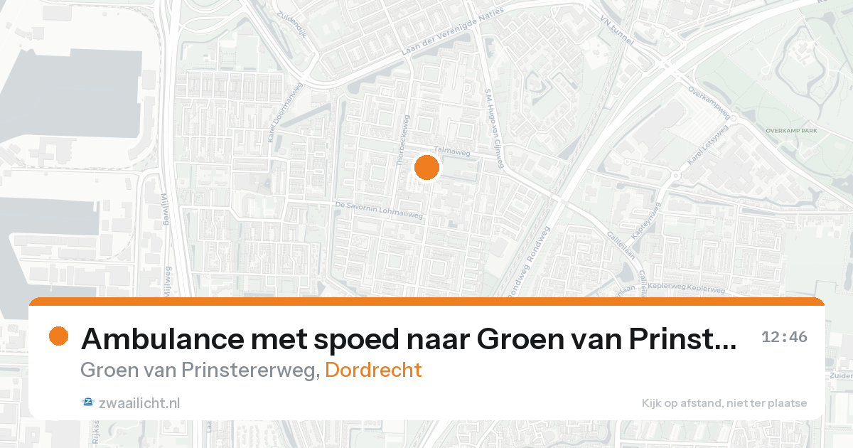 Ambulance met spoed naar Groen van Prinstererweg in Dordrecht — 20 aug 2026