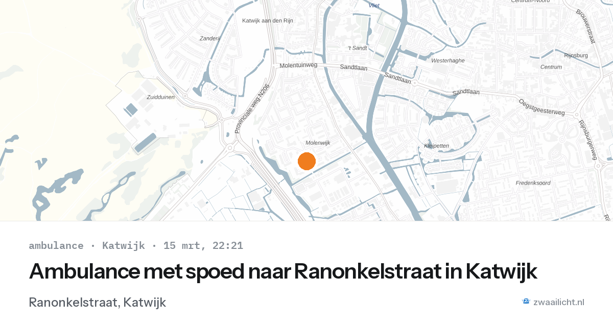 Ambulance met spoed naar Ranonkelstraat in Katwijk — 15 mrt 2026