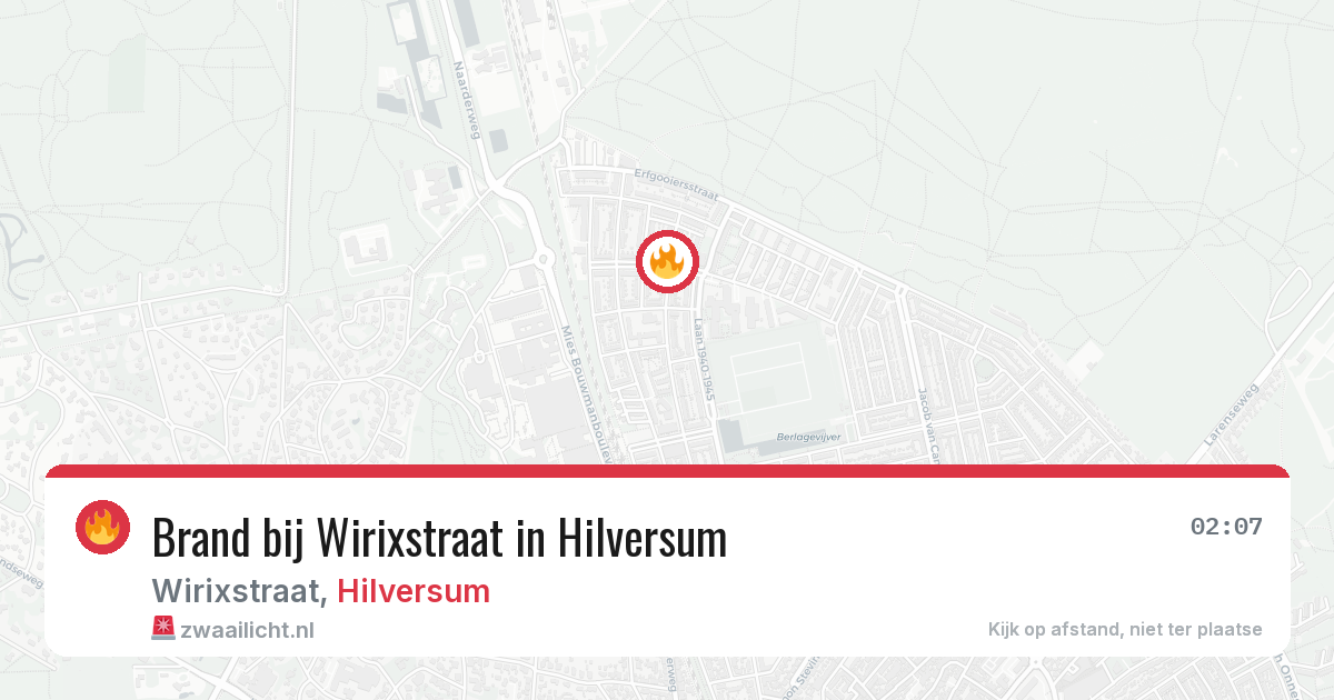 Brand bij Wirixstraat in Hilversum — 11 aug 2026