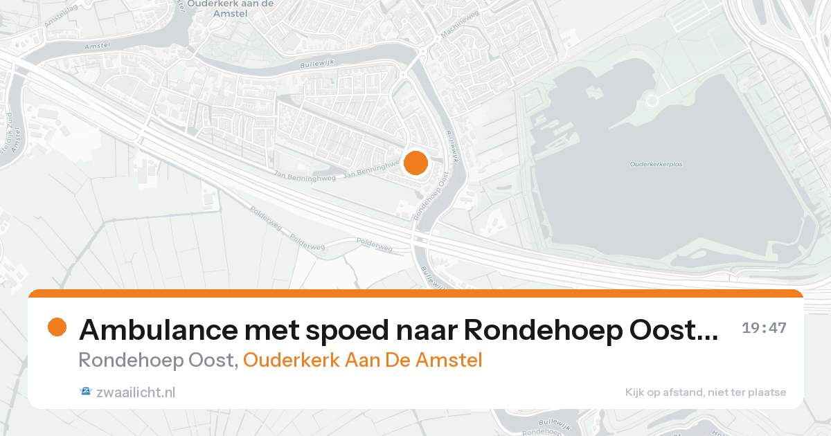Ambulance met spoed naar Rondehoep Oost in Ouderkerk Aan De Amstel — 15 aug 2026