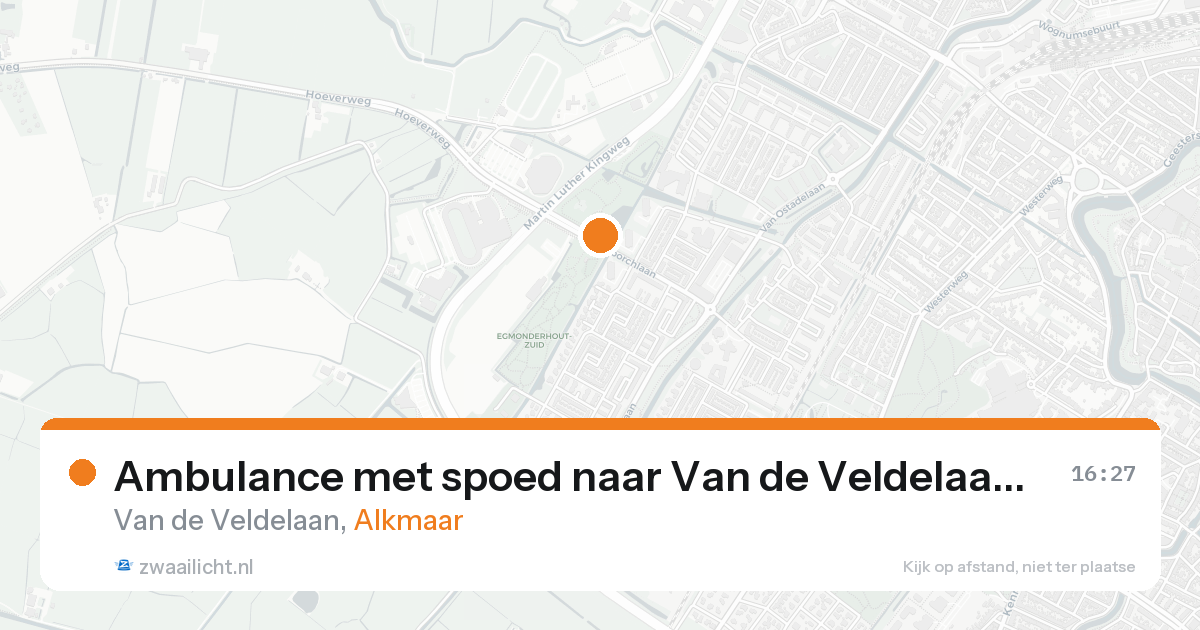 Ambulance met spoed naar Van de Veldelaan in Alkmaar — 15 aug 2026