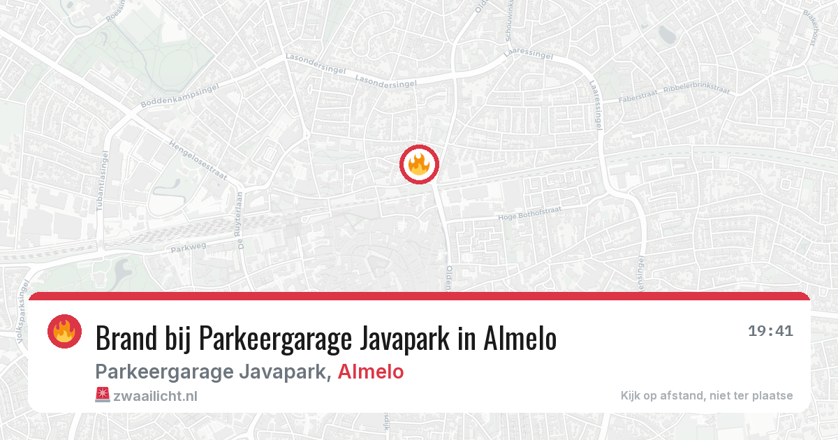 Brand bij Parkeergarage Javapark in Almelo — 12 aug 2026