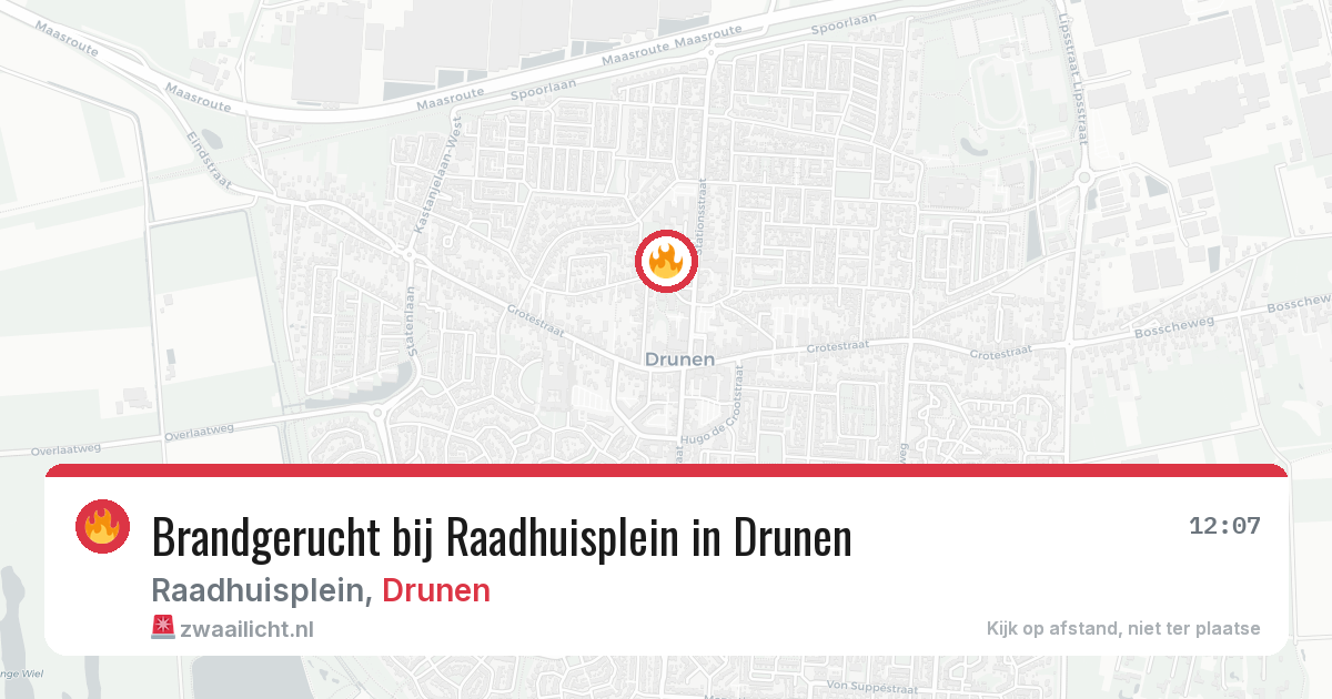 Brandgerucht bij Raadhuisplein in Drunen — 10 jun 2026