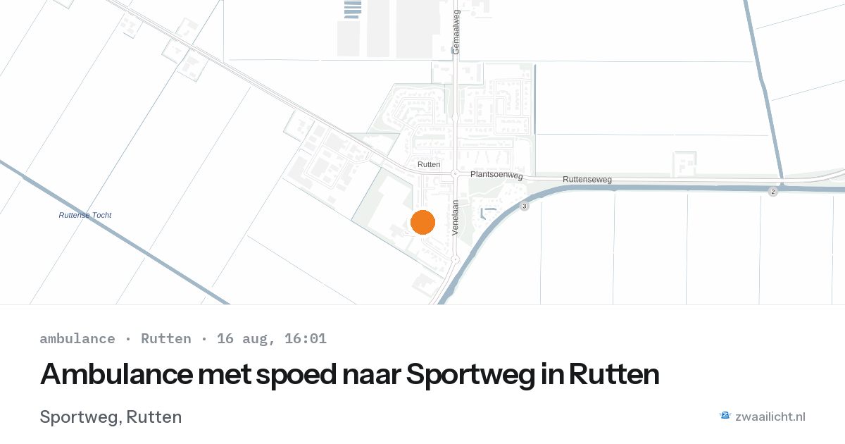 Ambulance met spoed naar Sportweg in Rutten — 16 aug 2026