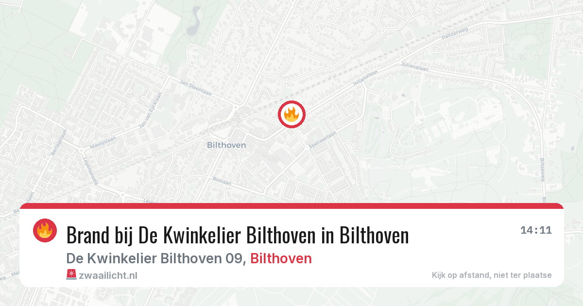 Brand bij De Kwinkelier Bilthoven in Bilthoven — 15 jun 2026