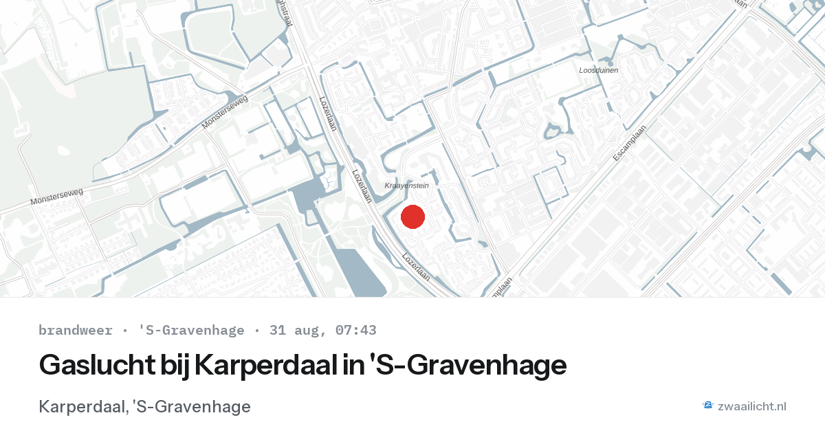 Gaslucht bij Karperdaal in 'S-Gravenhage — 31 aug 2026