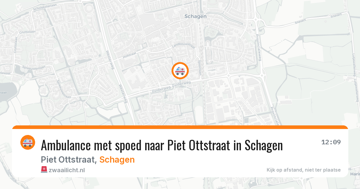 Ambulance met spoed naar Piet Ottstraat in Schagen — 12 jun 2026
