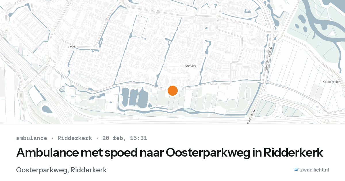 Ambulance met spoed naar Oosterparkweg in Ridderkerk — 20 feb 2026