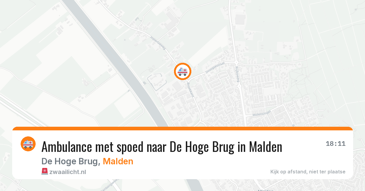 Ambulance met spoed naar De Hoge Brug in Malden — 30 jul 2026