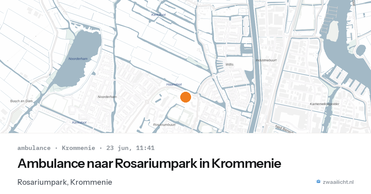 Ambulance naar Rosariumpark in Krommenie — 23 jun 2026