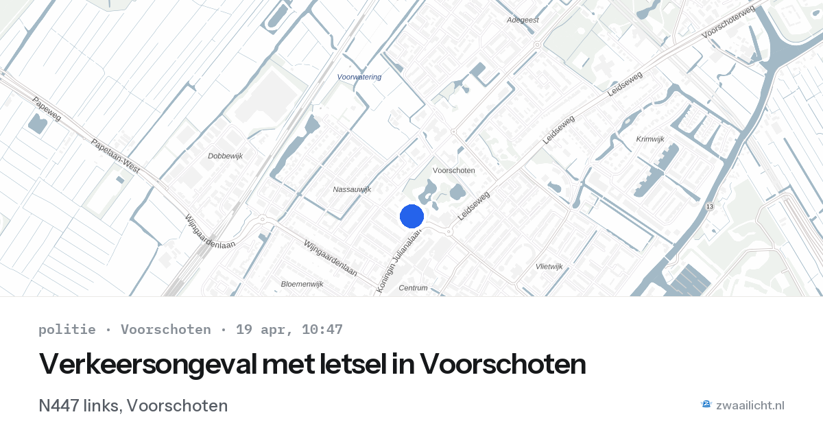 Verkeersongeval met letsel in Voorschoten — 19 apr 2026