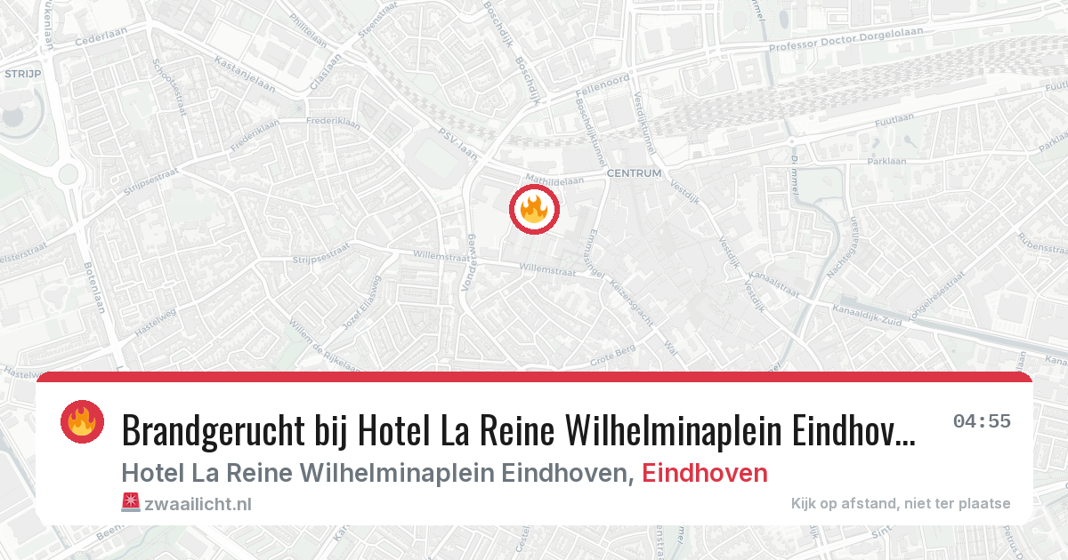Brandgerucht bij Hotel La Reine Wilhelminaplein Eindhoven in Eindhoven — 29 mrt 2026