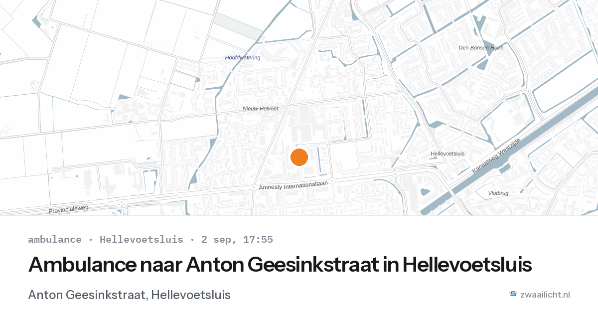Ambulance naar Anton Geesinkstraat in Hellevoetsluis — 2 sep 2026