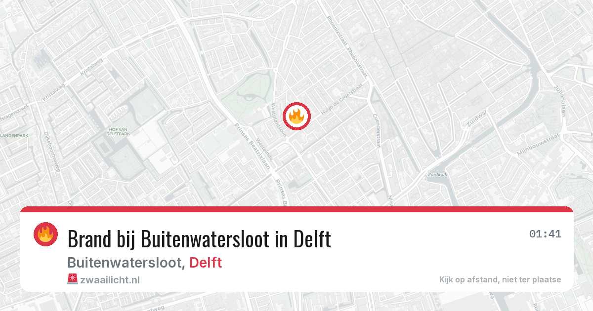 Brand bij Buitenwatersloot in Delft — 16 feb 2026