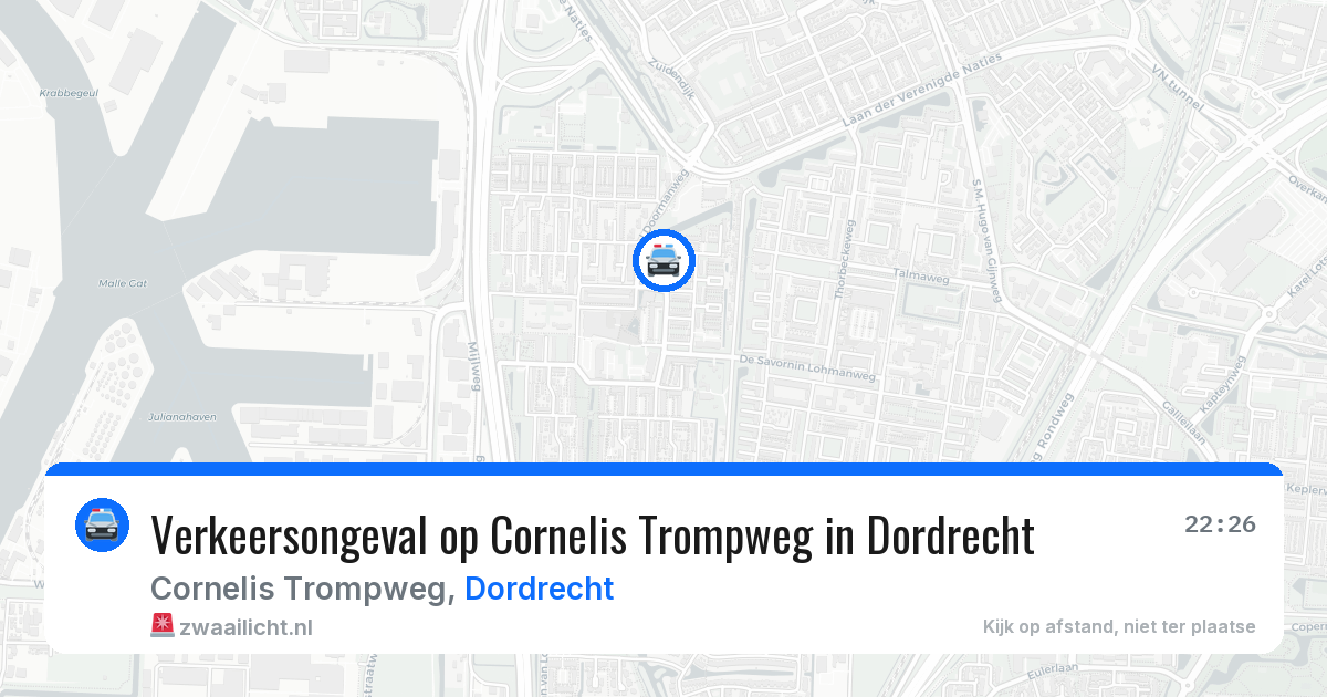 Verkeersongeval op Cornelis Trompweg in Dordrecht — 23 mrt 2026