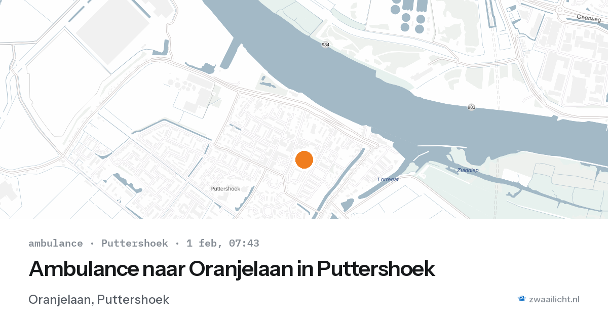 Ambulance naar Oranjelaan in Puttershoek — 1 feb 2026
