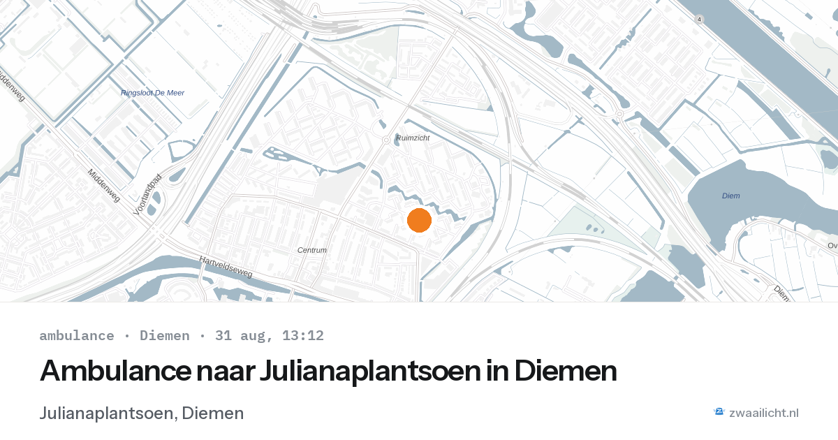 Ambulance naar Julianaplantsoen in Diemen — 31 aug 2026