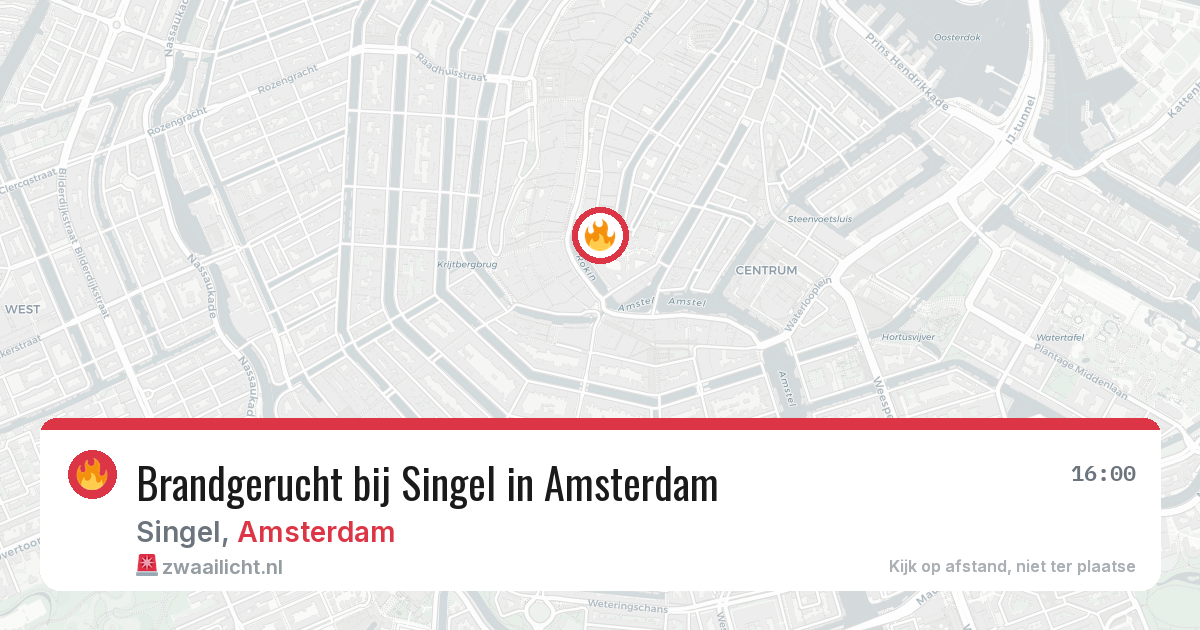 Brandgerucht bij Singel in Amsterdam — 24 mei 2026