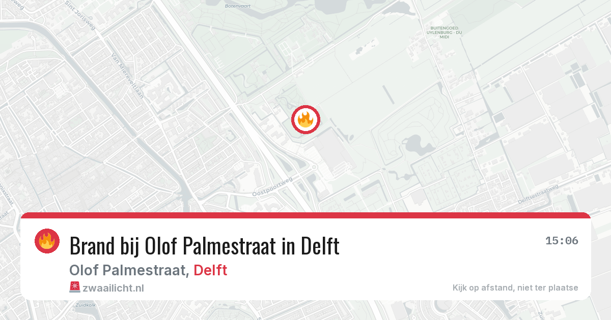 Brand bij Olof Palmestraat in Delft — 4 apr 2026
