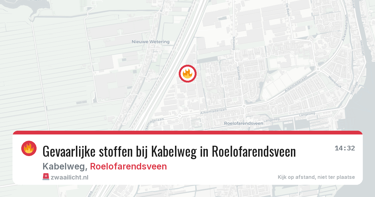 Gevaarlijke stoffen bij Kabelweg in Roelofarendsveen — 30 apr 2026
