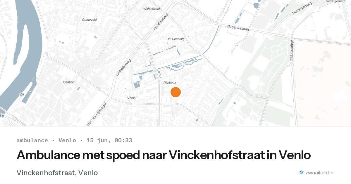 Ambulance met spoed naar Vinckenhofstraat in Venlo — 14 jun 2026