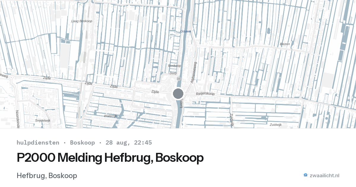 P2000 Melding Hefbrug, Boskoop — 28 aug 2026