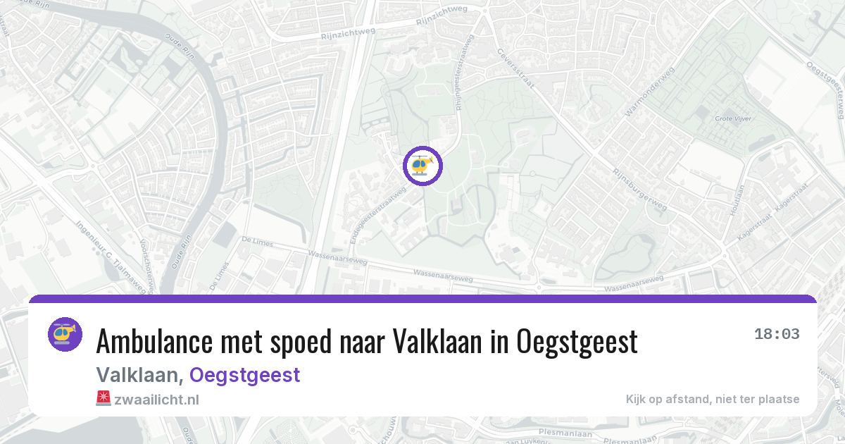Ambulance met spoed naar Valklaan in Oegstgeest — 28 jul 2026