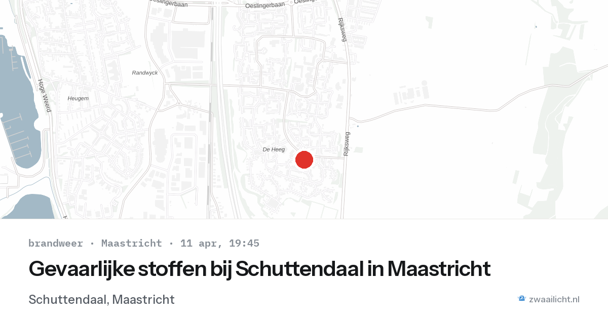 Gevaarlijke stoffen bij Schuttendaal in Maastricht — 11 apr 2026