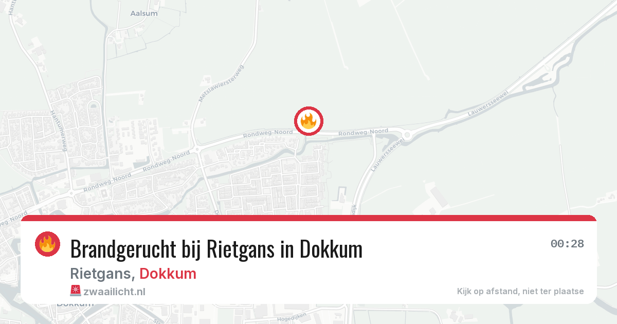 Brandgerucht bij Rietgans in Dokkum — 5 aug 2026