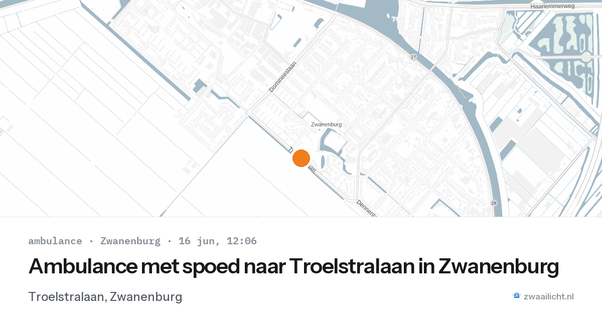 Ambulance met spoed naar Troelstralaan in Zwanenburg — 16 jun 2026