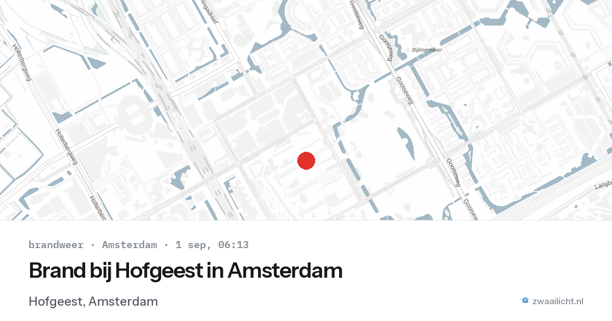 Brand bij Hofgeest in Amsterdam — 1 sep 2026