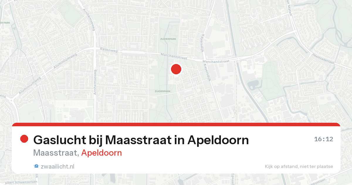 Gaslucht bij Maasstraat in Apeldoorn — 19 aug 2026