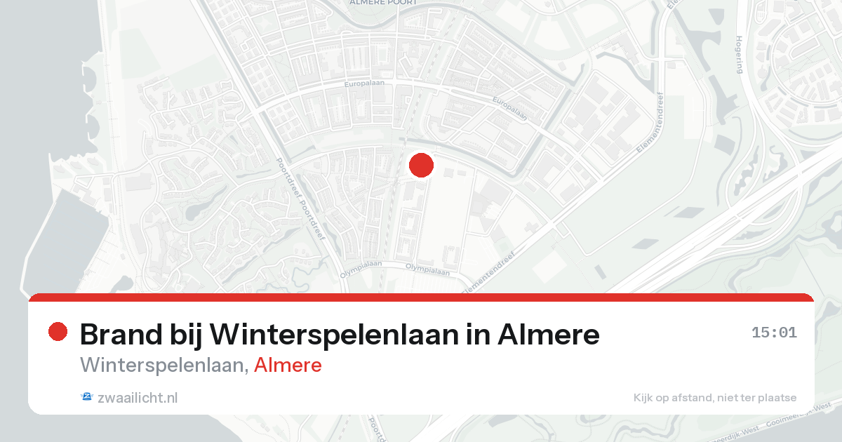 Brand bij Winterspelenlaan in Almere — 18 aug 2026