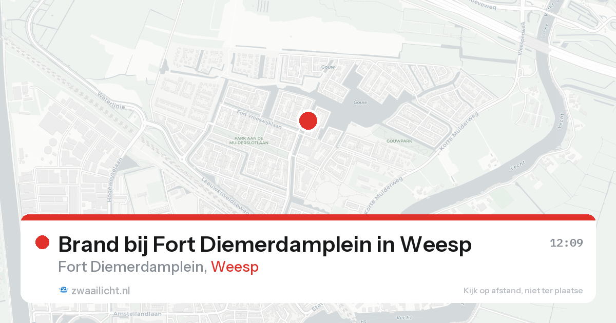 Brand bij Fort Diemerdamplein in Weesp — 19 aug 2026