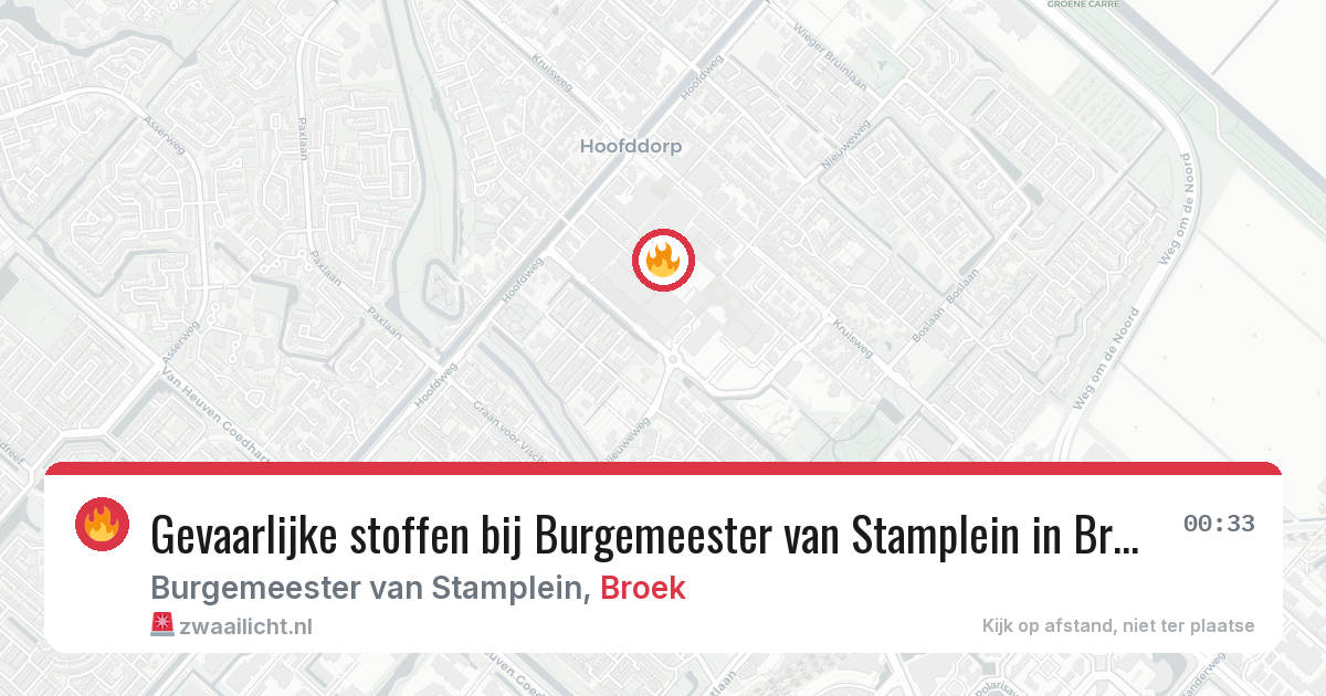 Gevaarlijke stoffen bij Burgemeester van Stamplein in Broek — 6 mrt 2026