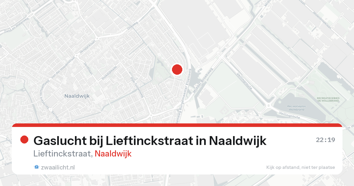 Gaslucht bij Lieftinckstraat in Naaldwijk — 16 aug 2026