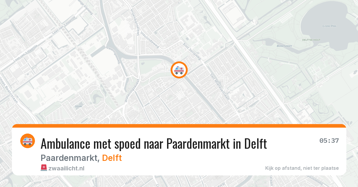 Ambulance met spoed naar Paardenmarkt in Delft — 11 aug 2026