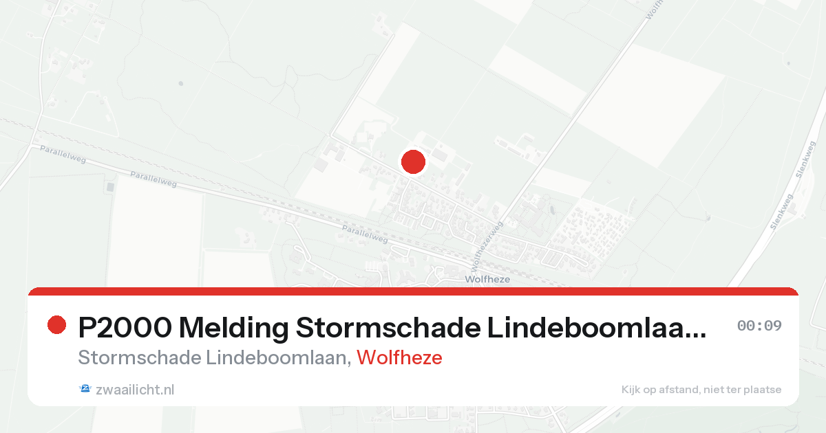 P2000 Melding Stormschade Lindeboomlaan, Wolfheze — 30 jan 2026