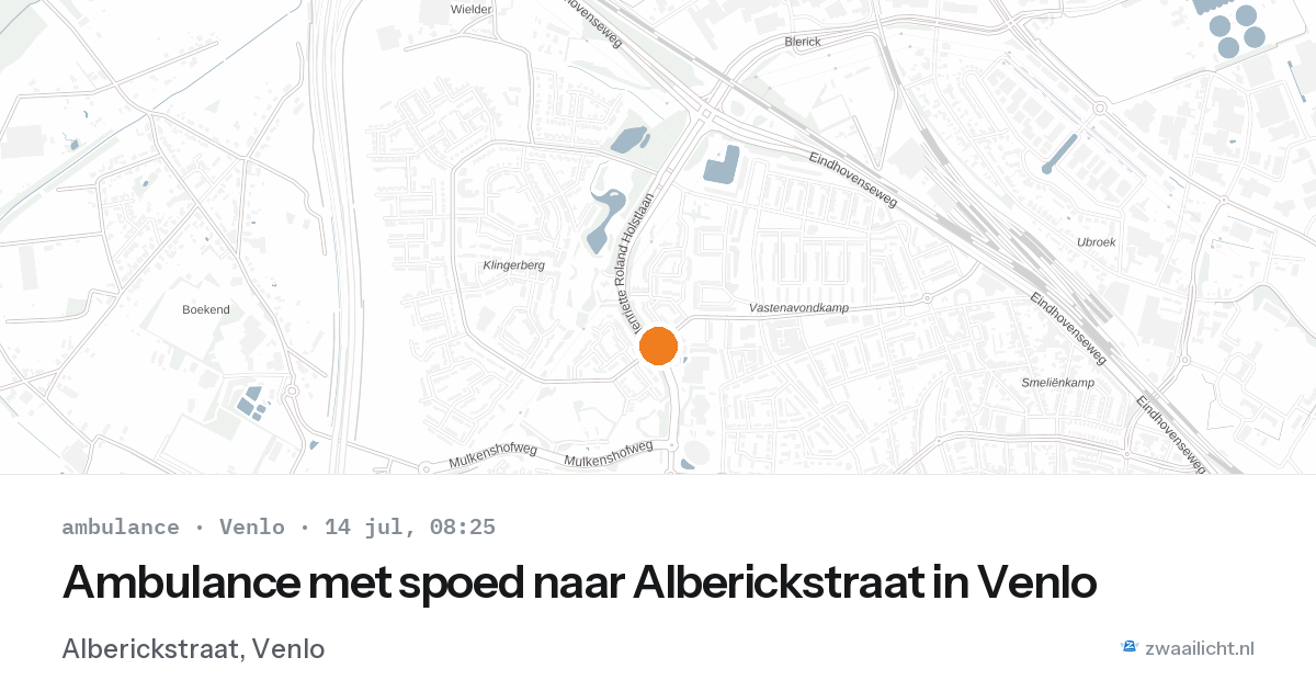 Ambulance met spoed naar Alberickstraat in Venlo — 14 jul 2026