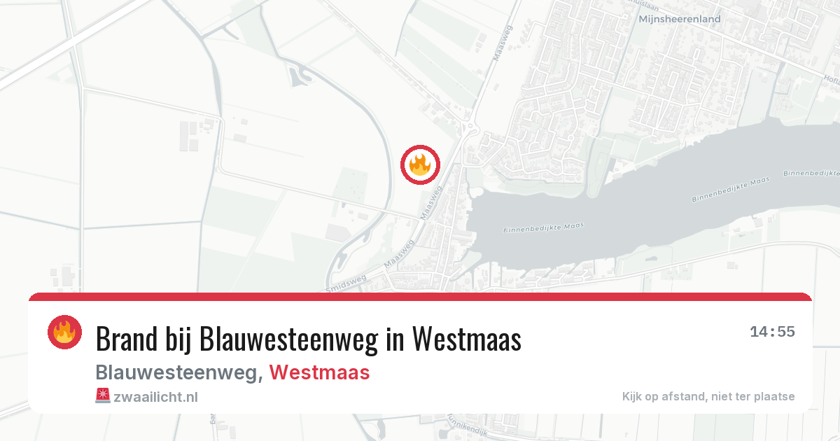 Brand bij Blauwesteenweg in Westmaas — 28 mei 2026