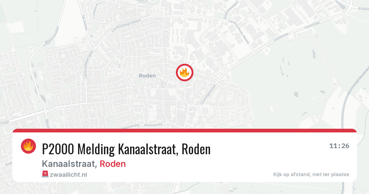 P2000 Melding Kanaalstraat, Roden — 25 mrt 2026