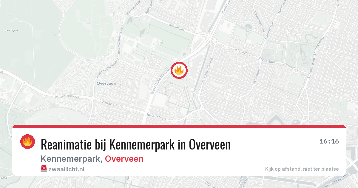 Reanimatie bij Kennemerpark in Overveen — 4 aug 2026
