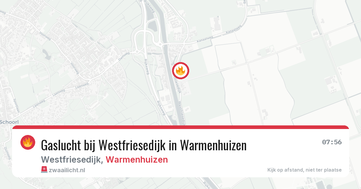 Gaslucht bij Westfriesedijk in Warmenhuizen — 8 mei 2026