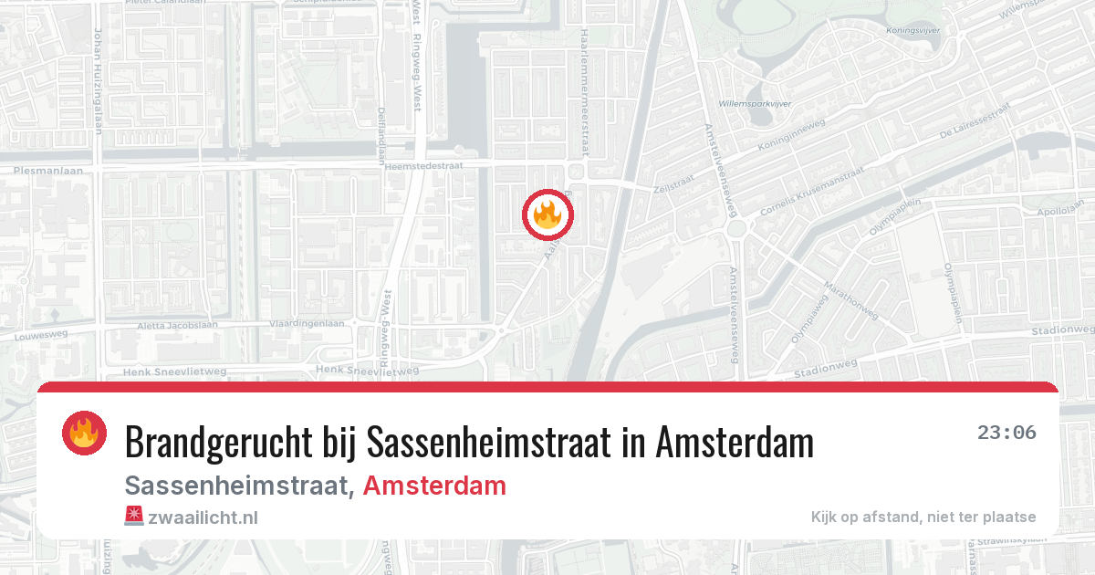 Brandgerucht bij Sassenheimstraat in Amsterdam — 6 apr 2026