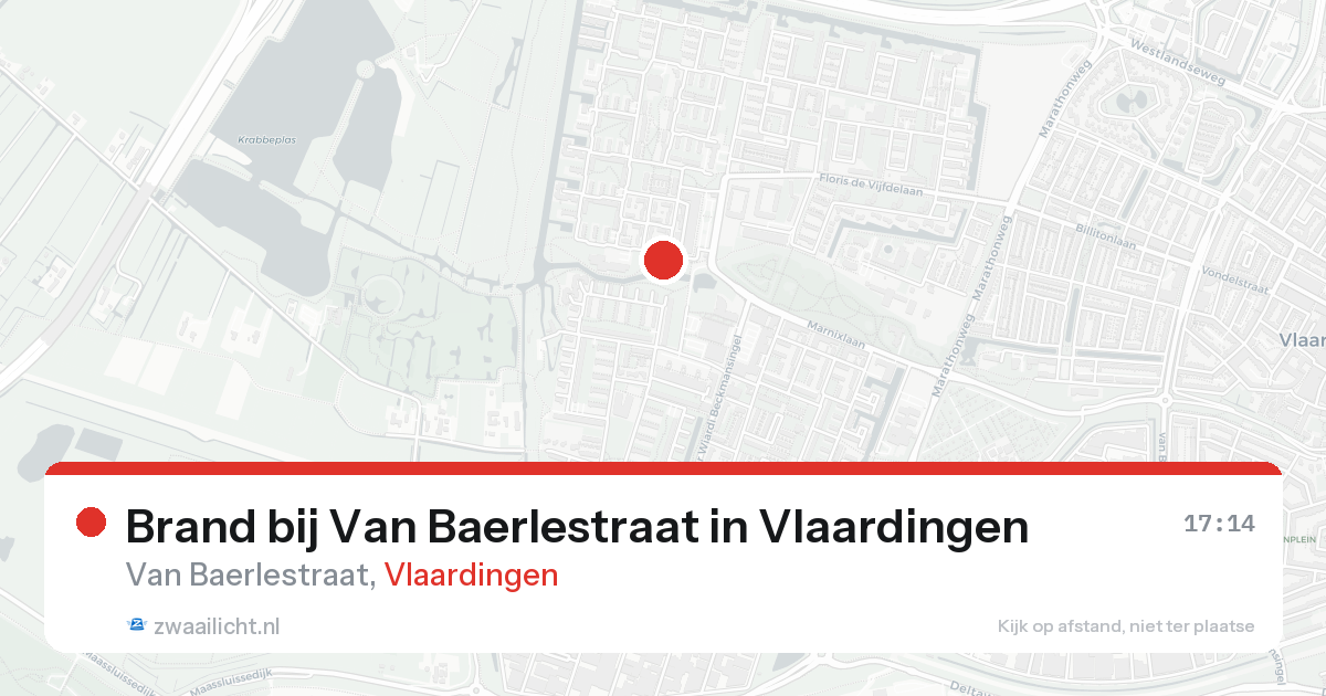 Brand bij Van Baerlestraat in Vlaardingen — 17 aug 2026