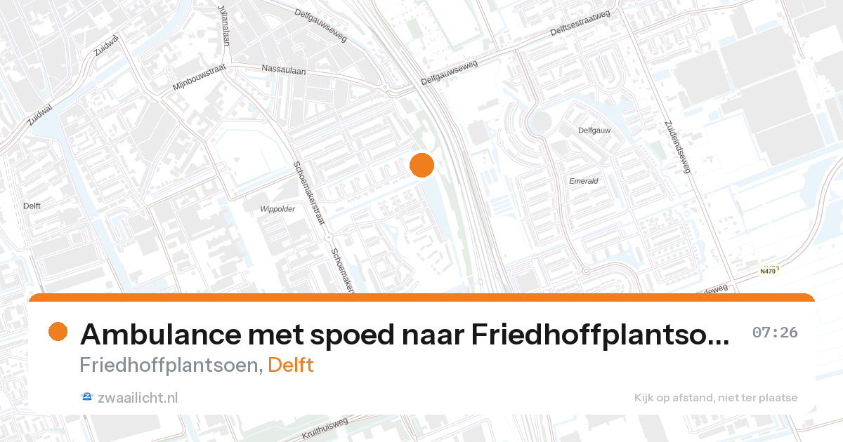 Ambulance met spoed naar Friedhoffplantsoen in Delft — 23 apr 2026